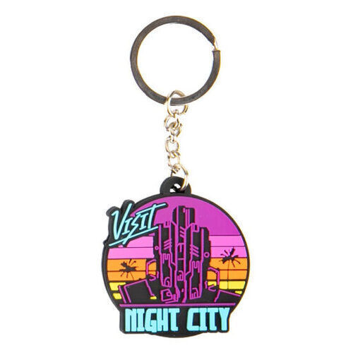 Cyberpunk 2077 - Visit Night City gumi kulcstartó