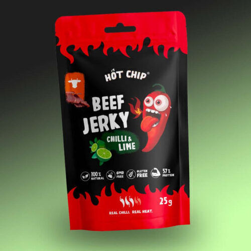 Hot Chip Beef Jerky szárított marhahús falatok chili és lime 25g