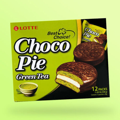 Lotte Choco Pie Green Tea koreai töltött zöld teás süti 336g