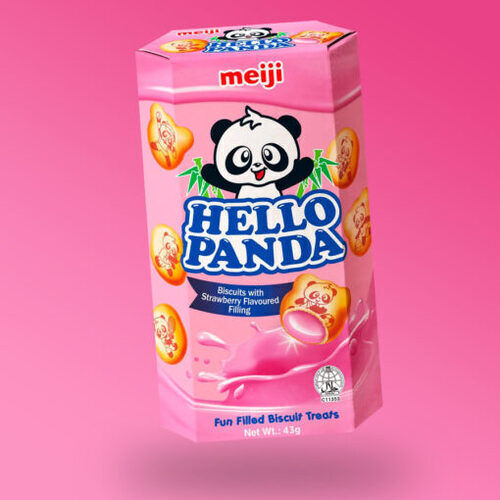 Meiji Hello Panda eper krémmel töltött keksz 42g