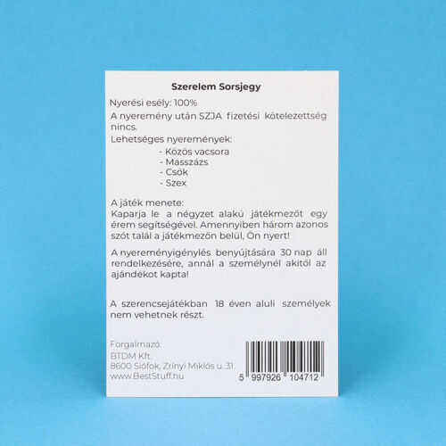 Szerelem kaparós sorsjegy