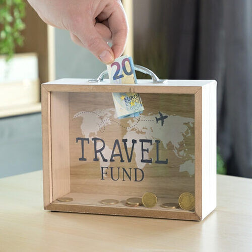 Travel Fund - utazós kassza natúr fa ablakos persely