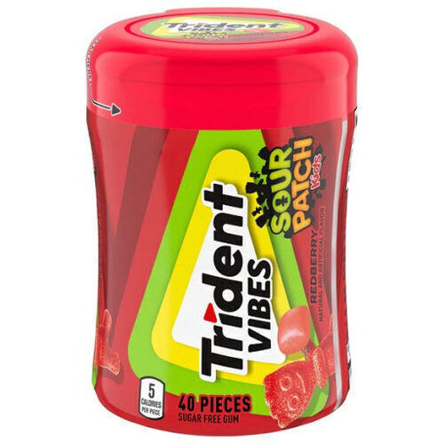 Trident Vibes Sour Patch Redberry piros bogyós ízű cukormentes rágógumi 100g