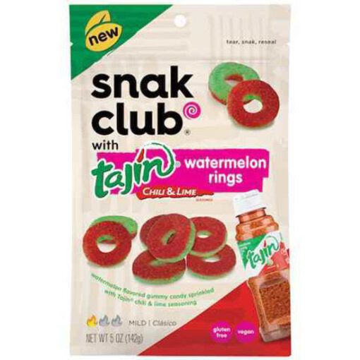 Snak Club Tajin Watermelon Rings görögdinnye ízű gumicukor Tajín fűszerezéssel 142g Szavatossági idő: 2024-03-22