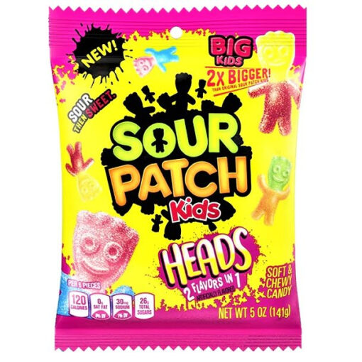 Sour Patch Kids Big Heads 2 az 1-ben savanyú gumicukor 141g