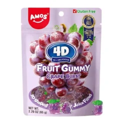 Amos 4D Juicy Burst Grape Fruit Gummy szőlő ízű hámozható gumicukor 65g