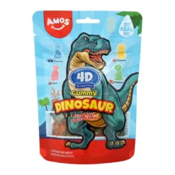 Amos Dinosaur 4D vegyes gyümölcs ízű dínó alakú gumicukor 65g