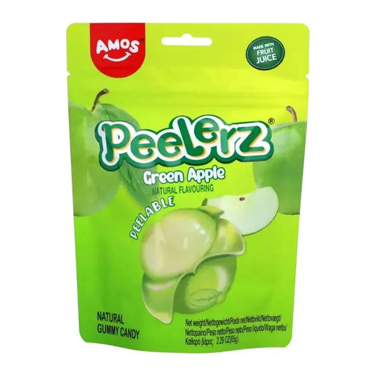Amos Peelerz Green Apple zöldalma ízű hámozható gumicukor 65g