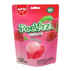 Amos Peelerz Gummy Raspberry málna ízű hámozható gumicukor 65g