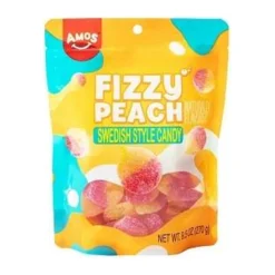 Amos Swedish Style Candy Fizzy Peach svéd stílusú barack ízű gumicukor 270g – 2. kép