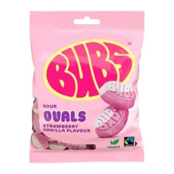 BUBS Ovals Strawberry Vanilla epres-vaníliás savanyú cukor 90g