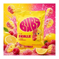 BUBS Sour Skalle Lemon Raspberry citrom-málna ízű lágy cukor 156g