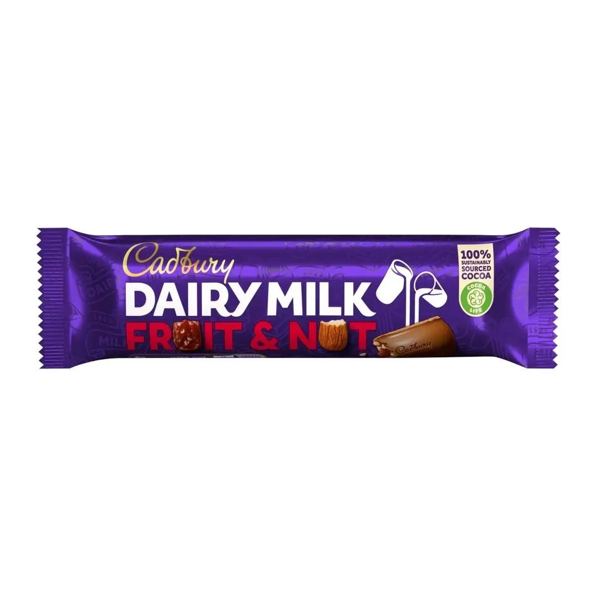 Cadbury Dairy Milk Fruit and Nut gyümölcsös és mandulás csokoládé szelet 49g
