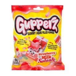Gupperz Strawberry Milk Splash epres tej ízű töltött gumicukor 72g