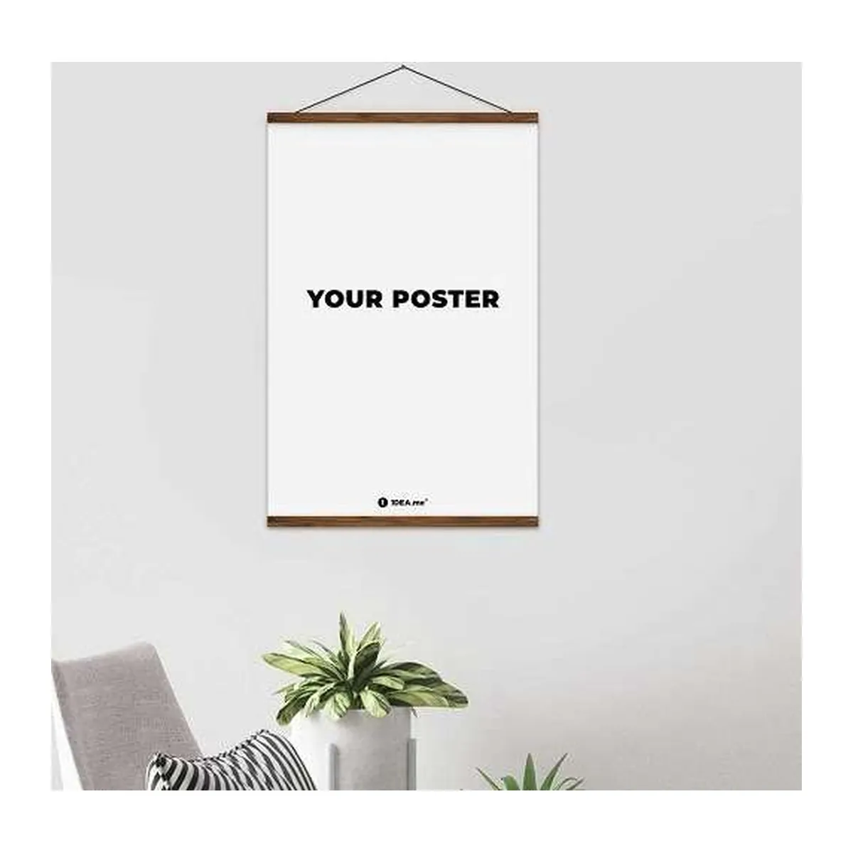 Mágneses fekete színű fa posztersín 80 cm – 3. kép