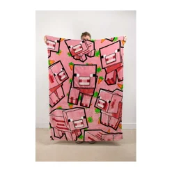 Minecraft Pig Cushion Blanket plüss takaró
