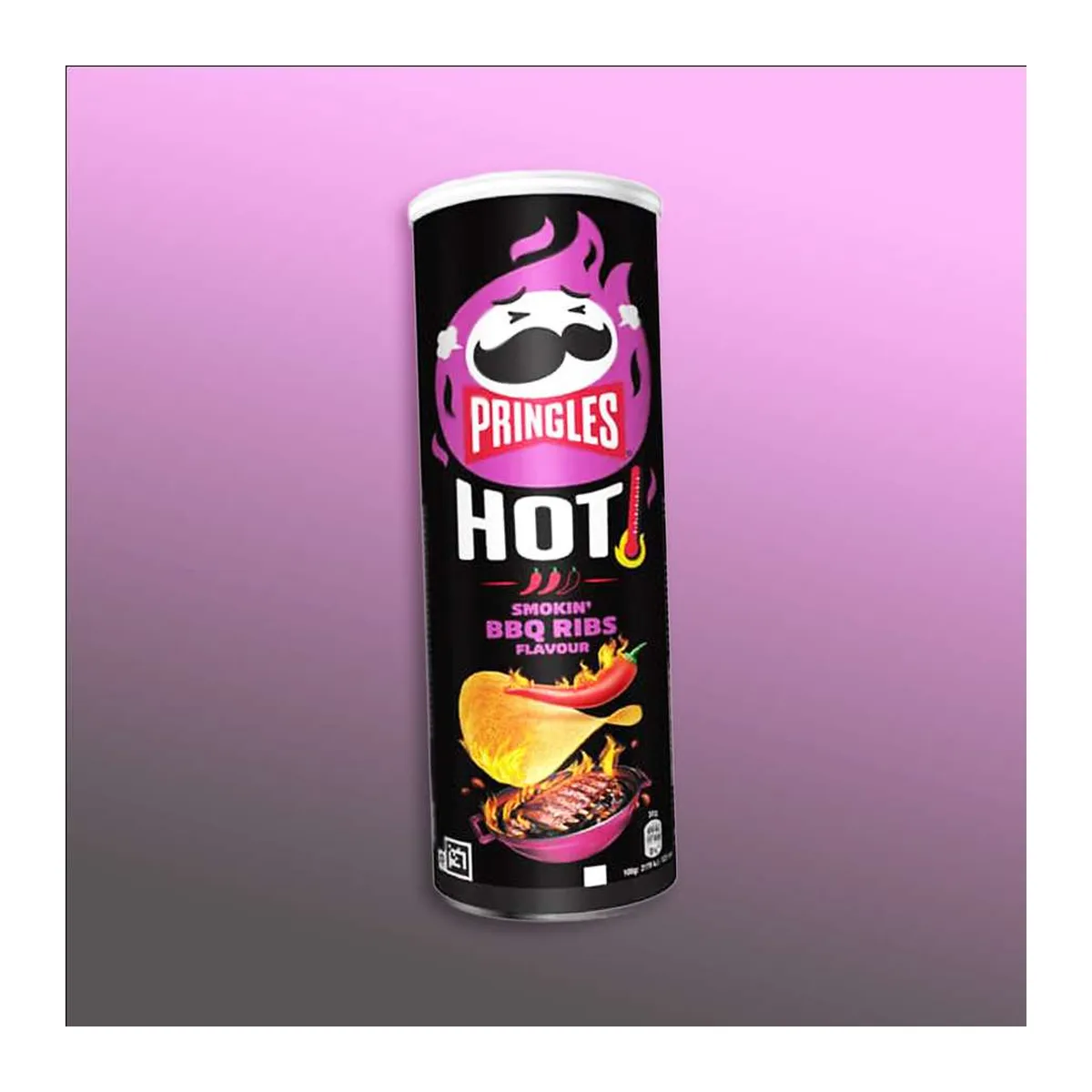 Pringles Hot Smokin BBQ Ribs grill fűszerezésű csípős chips 165g