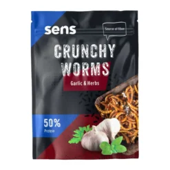 Sens Crunchy Worms fokhagyma és gyógynövény ízű ropogós lisztkukac snack 12g