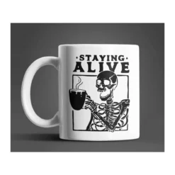 Staying Alive csontvázas fehér bögre