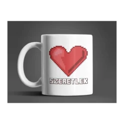 Szeretlek pixel szív bögre
