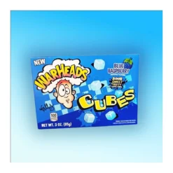 Warheads Blue Raspberry Cubes kék málna ízű savanyú gumicukor 85g