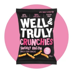 Well and Truly Crunchies Smokey Bacon ízű kukoricachips 100g